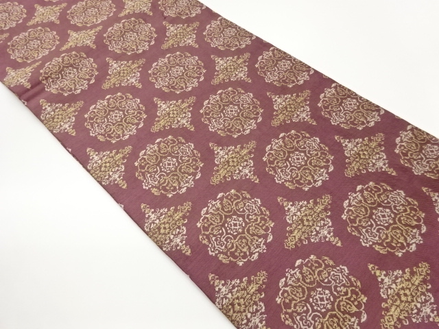 JAPANESE HIRAKI NAGOYA OBI / WOVEN FLOWER CREST